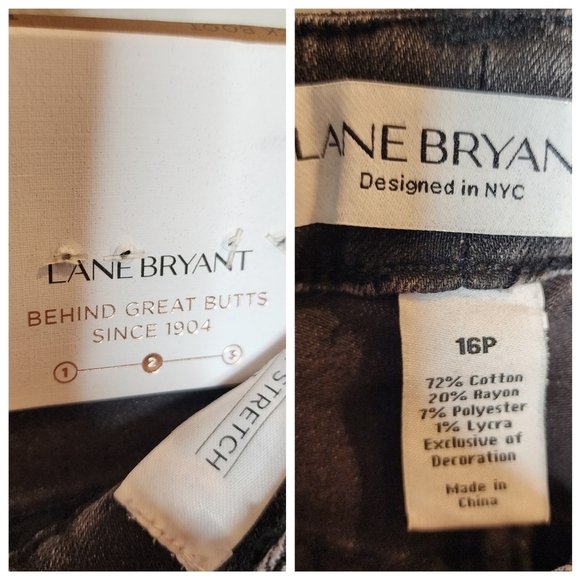 NWT Lane Bryant Pearl Embellished Kick Boot charcoal Super stretch jeans Sz 16P - Picture 4 of 16
